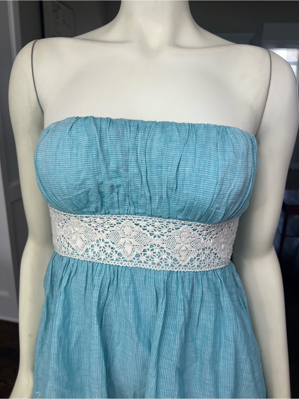 Speechless Aqua Strapless Eyelet Lace Waist Sundress - Picture 6 of 9
